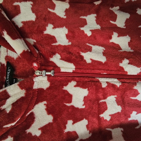 Cozy Red Womend All In One Pajamas with White Dog Pattern - Picture 5 of 8